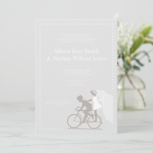 CUTE Silver Bicycle Couple Weddenschap Kaart (Staand voorkant)