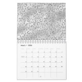 Cute Silver Cheetah Leopard Skin Print Patroon Kalender (Mar 2026)