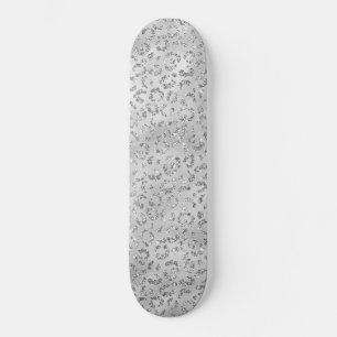 Cute Silver Cheetah Leopard Skin Print Patroon Skateboard