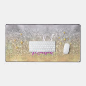 Cute Silver Glitter sterren Monogram Bureaumat (Keyboard & Muis)