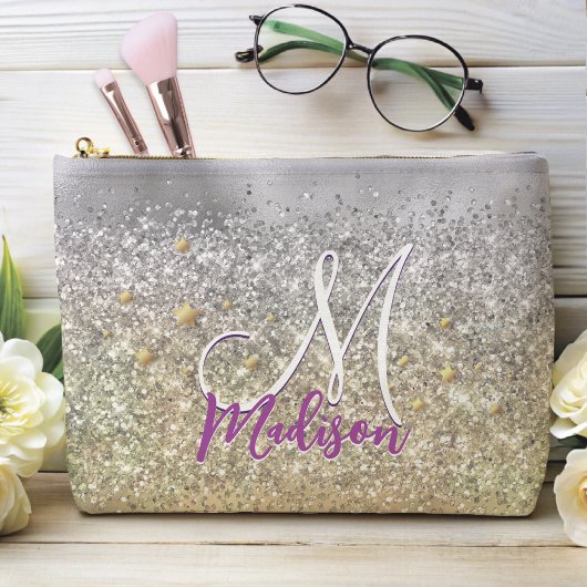 Cute Silver Glitter sterren Monogram Etui