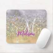 Cute Silver Glitter sterren Monogram Muismat (Met muis)