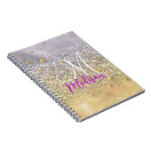 Cute Silver Glitter sterren Monogram Notitieboek (Rechterzijde)
