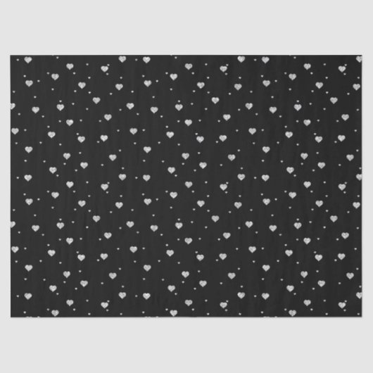 Cute Silver Glitter Valentijnse  Hearts Pattern Tissuepapier (Voorkant)