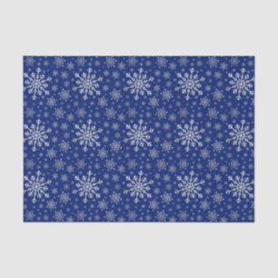 Cute Silver Grey kerstsnowflakes op blauw Tissuepapier