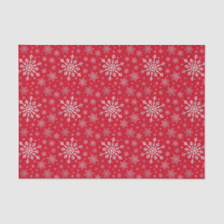 Cute Silver Grey kerstsnowflakes op rood Tissuepapier