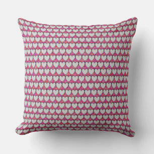 Cute Silver Heart over Patroonroze Kussen