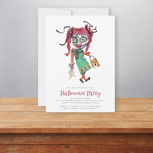 Cute simple aquarelle halloween Invitation