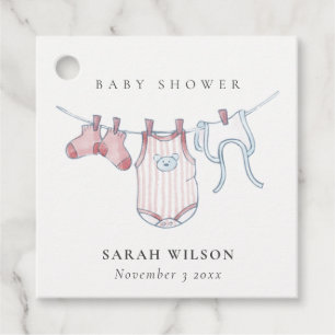 Cute Simple Baby Clothesline Pink Girl Baby shower Bedankjes Labels