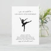 Cute Simple Ballet Dansende Birthday Uitnodiging (Staand voorkant)