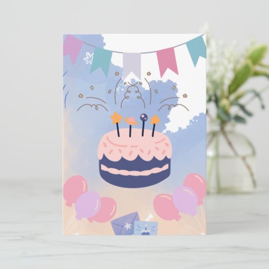 Cute Simple Birthday Party Invitation (Debout devant)