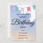 Cute Simple Birthday Party Invitation Kaart (Achterkant)