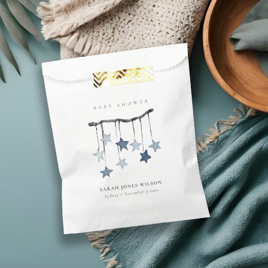 Cute Simple Blue Boy Star Mobile-Baby shower Bedankzakje