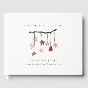 Cute Simple Blush Pink Star Mobile-Baby shower Gastenboek