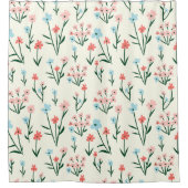 Cute Simple Botanical Pink Blue Flower Floral Douchegordijn (Voorkant)