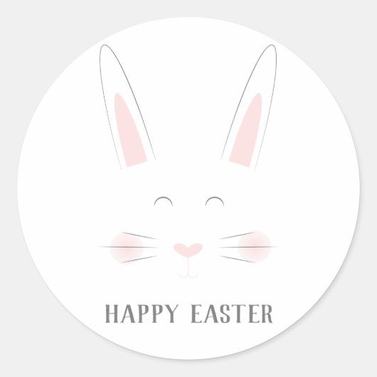 Cute & Simple Bunny Ronde Sticker (Voorkant)