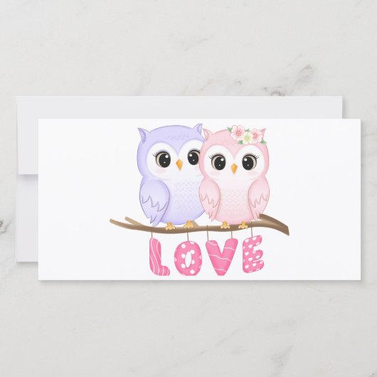 Cute Simple Chouette Aquarelle Carte Appartement V (Devant)