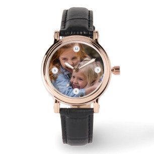 Cute Simple Family Photo Portret Sjabloon Elegant Horloge