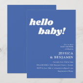 Cute Simple French Blue Hallo Baby shower Kaart (Voorkant / Achterkant)