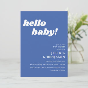 Cute Simple French Blue Hallo Baby shower Kaart
