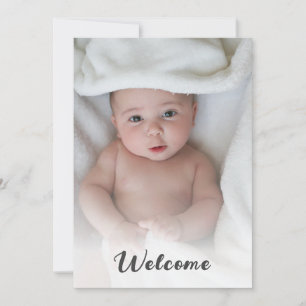 Cute Simple Hallo Baby Custom Photo Newborn Birth Aankondiging