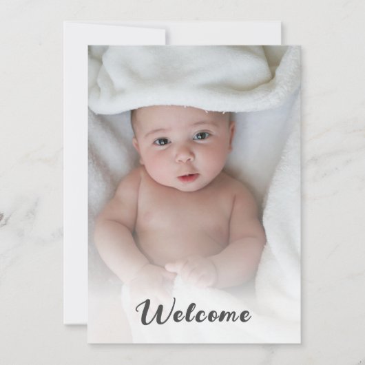 Cute Simple Hallo Baby Custom Photo Newborn Birth Aankondiging (Voorkant)