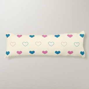 Cute Simple Heart Pattern blauw roze crème Lichaamskussen