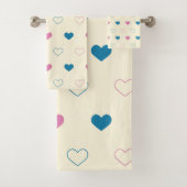 Cute Simple Heart Pattern blue pink cream (En situation)