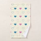 Cute Simple Heart Pattern blue pink cream (Serviette à main)