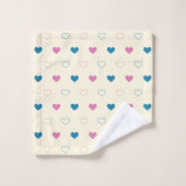 Cute Simple Heart Pattern blue pink cream (Gant de toilette)