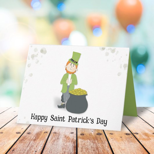 Cute Simple Leprechaun St. Patrick's Day Green Kaart