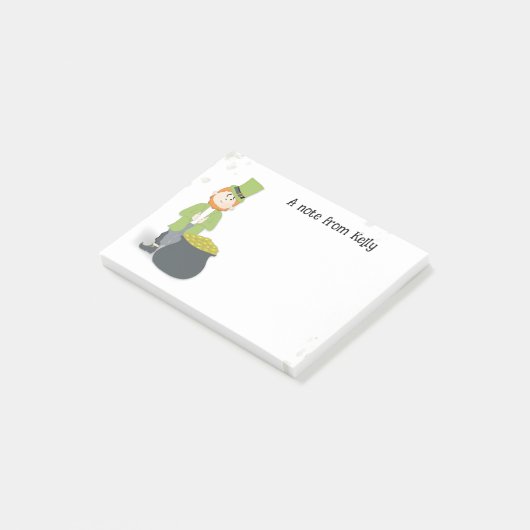 Cute Simple Leprechaun St. Patrick's Day Green Post-it® Notes (Schuin)