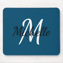 Cute Simple Monogram Initiaal Name Dark Navy Blue
