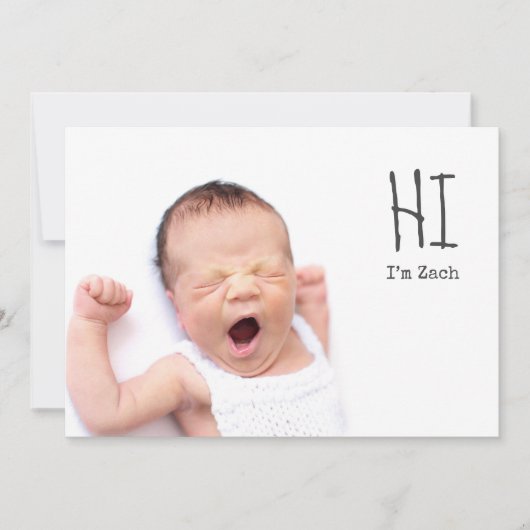 Cute Simple Photo Baby Birth Notice Aankondiging (Voorkant)