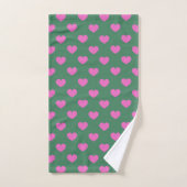 Cute Simple Preppy Pink and Green Heart Pattern Bad Handdoek (Handdoek)