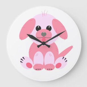 Cute Simple Puppy Dog Pink Cartoon Girl Grote Klok