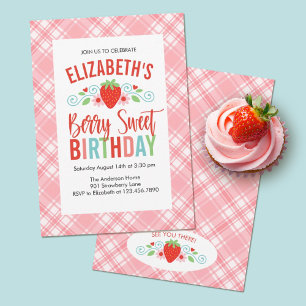 Cute Simple Red Berry Sweet Birthday Kaart