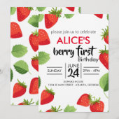 Cute Simple Red Berry Sweet Invitation Anniversair (Devant / Derrière)