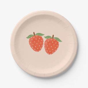 Cute Simple Strawberry Papieren Bord 1e Verjaard