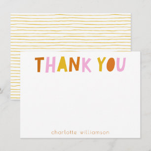 Cute Simple Typography in Roze Personalized Bedankkaart