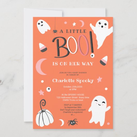 Cute sinaasappel not spooky Halloween boo baby sho Kaart (Voorkant)