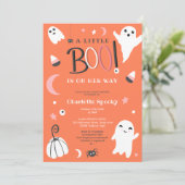 Cute sinaasappel not spooky Halloween boo baby sho Kaart (Staand voorkant)