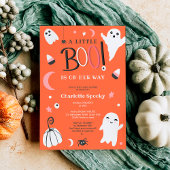 Cute sinaasappel not spooky Halloween boo baby sho Kaart