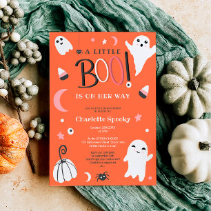 Cute sinaasappel not spooky Halloween boo baby sho Kaart