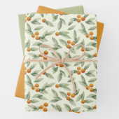 Cute Sinaasappels en Green Leaves Pattern Inpakpapier Vel (In situ)
