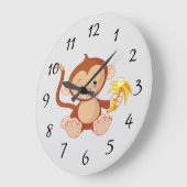 Cute singe animé avec banane grande horloge (Angle)