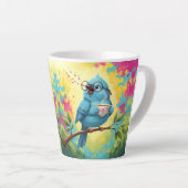   Cute Singing Blue Bird Latte Mug (Angle droit)