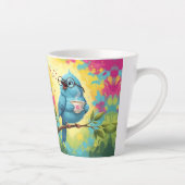   Cute Singing Blue Bird Latte Mug (Droite)
