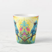   Cute Singing Blue Bird Latte Mug (Devant)