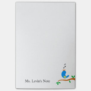 Cute Singing Blue Bird on Tree Branch Music Theme Post-it® Notes